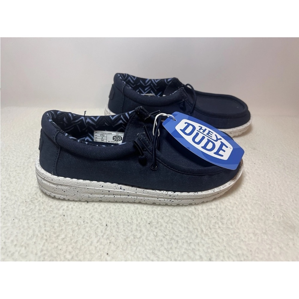 Hey Dude Wally Youth Size YT2 Navy Blue Lightweight Slip On Casual Shoes NWT